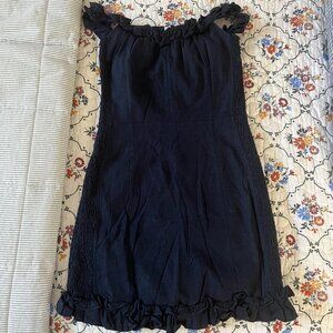 Elati Navy Blue Ruffled Off-the-Shoulder Bodycon Dress, Size S